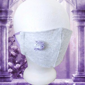 Purple Unicorn Button Face Mask